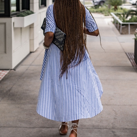 English Factory Blue & White Striped High-Low Top Size Small NWT - Picture 7 of 11